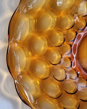 plateau vintage en verre ambré année 70