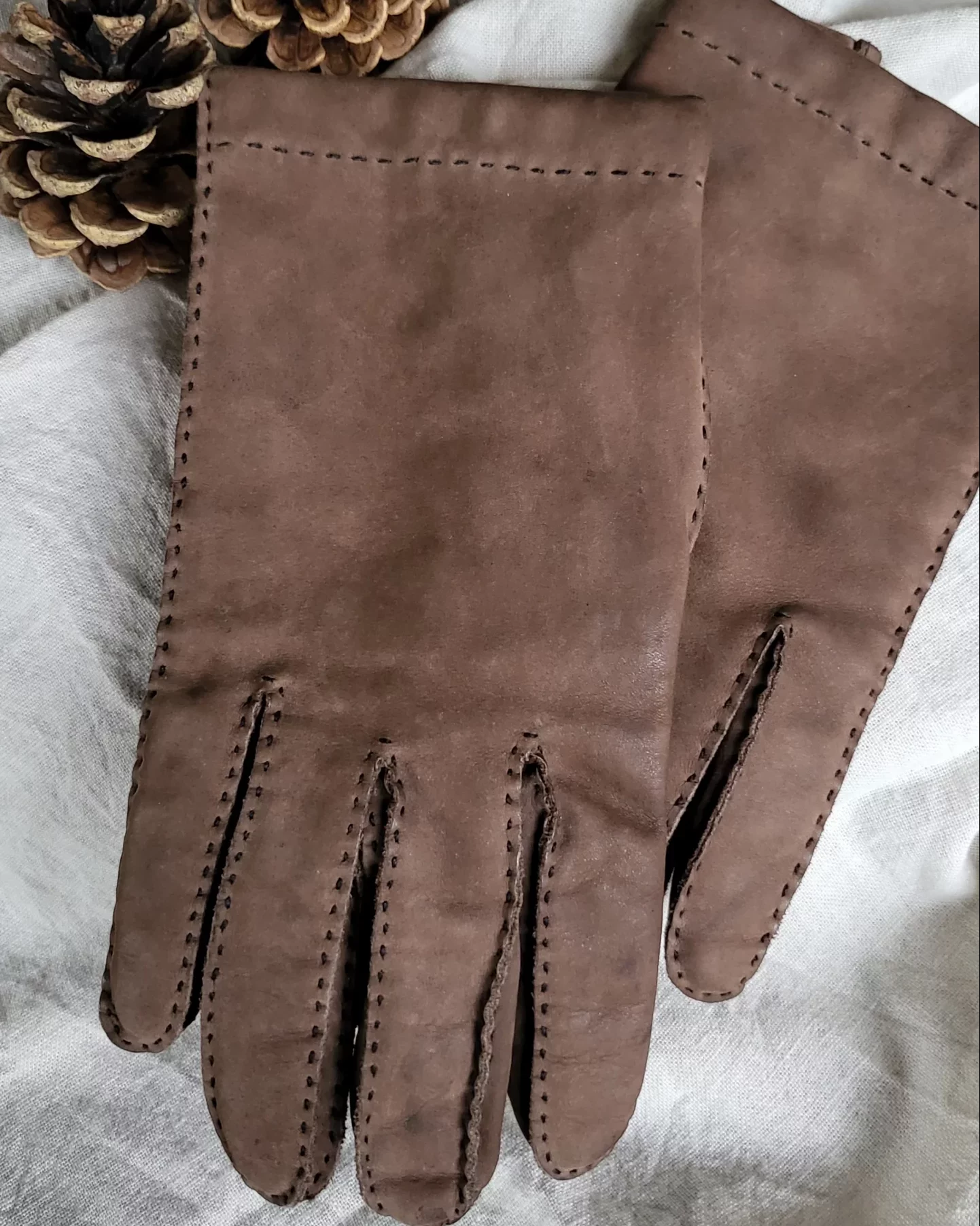 gants cuir suédine, intérieur cachemire