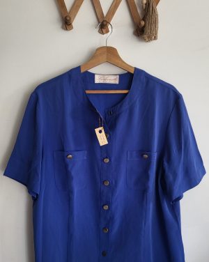 blouse bleue fluide vintage