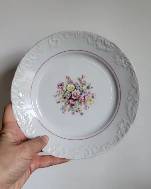 assiettes à dessert en porcelaine motif bouquet de fleurs