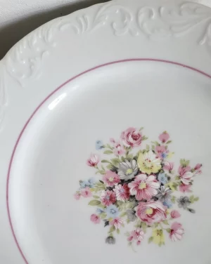 assiettes à dessert en porcelaine motif bouquet de fleurs