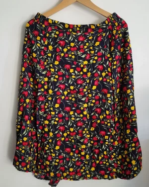 jupe vintage taille haute motif fleurs