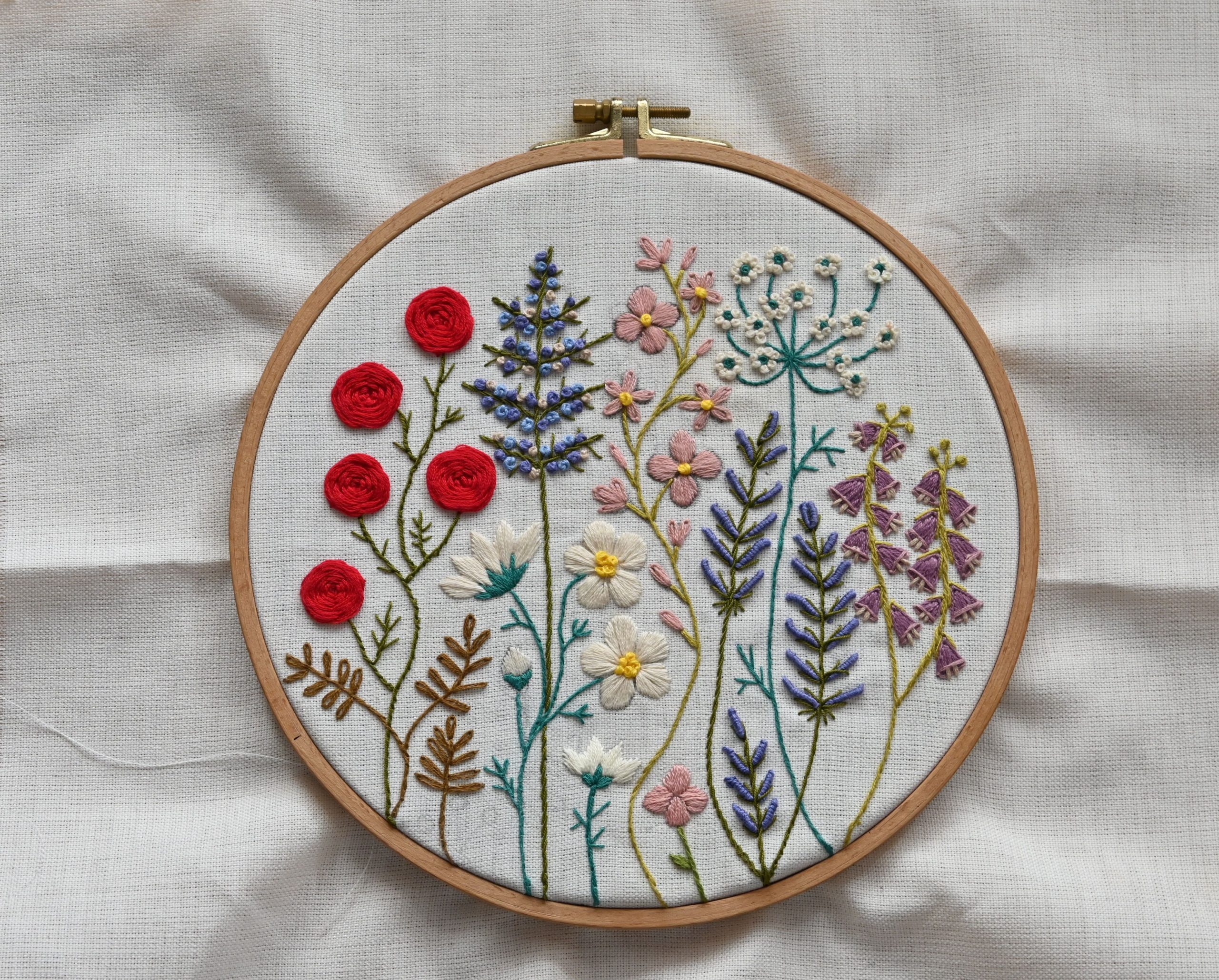 Canevas fleurs colorées cadre bois artisanal
